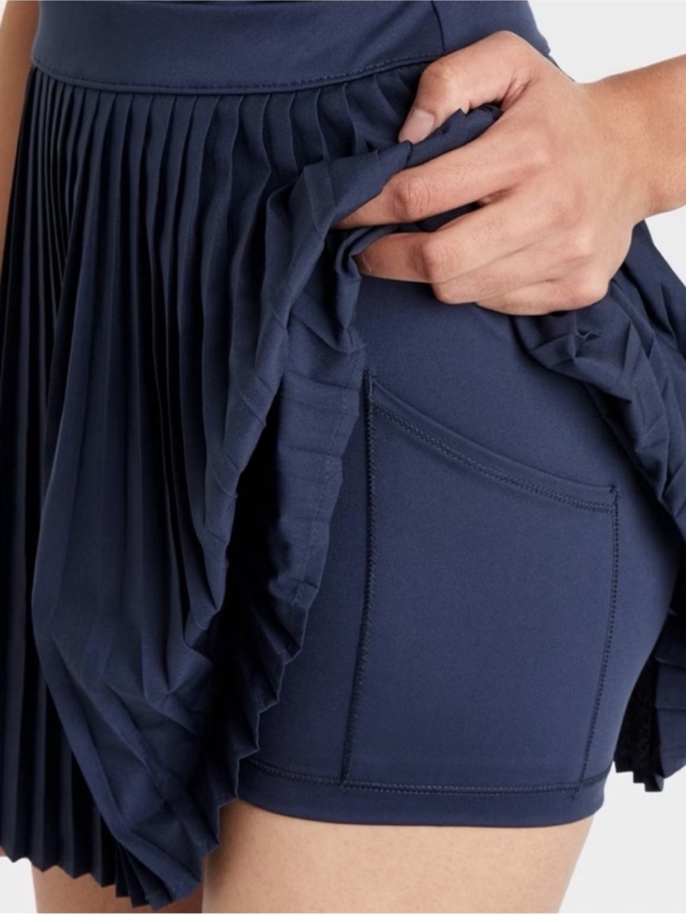 all in motion Navy Set Pleated Tank Dress & Navy Cardigan Sz-L - Picture 4 of 16